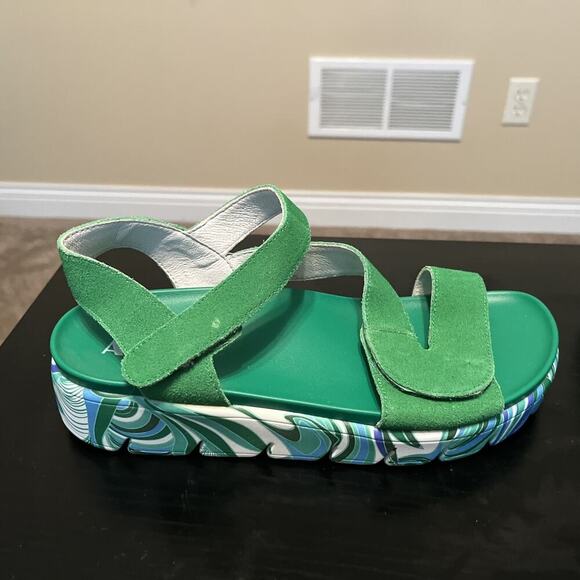 ALEGRIA BY PG LITE GREEN SUEDE ADUSTABLE STRAP FLAT ANA-171 SANDALS 38 / 7.5 - Picture 5 of 13